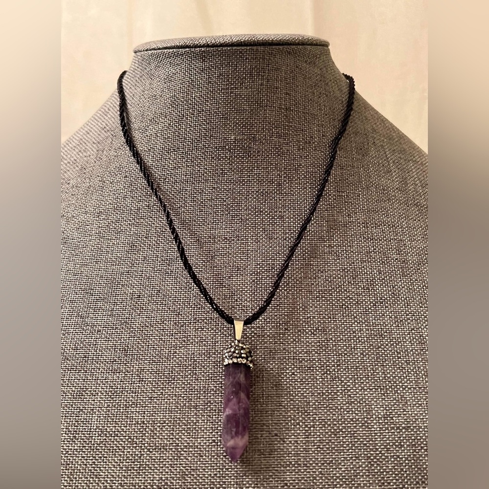 Real Amethyst Crystal Necklace, Raw Amethyst stone crystal necklaces for Women,